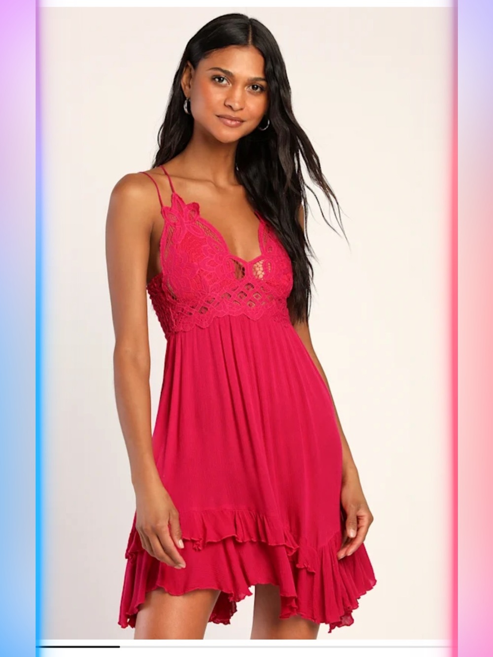 Adella Slip Magenta Lace Dress